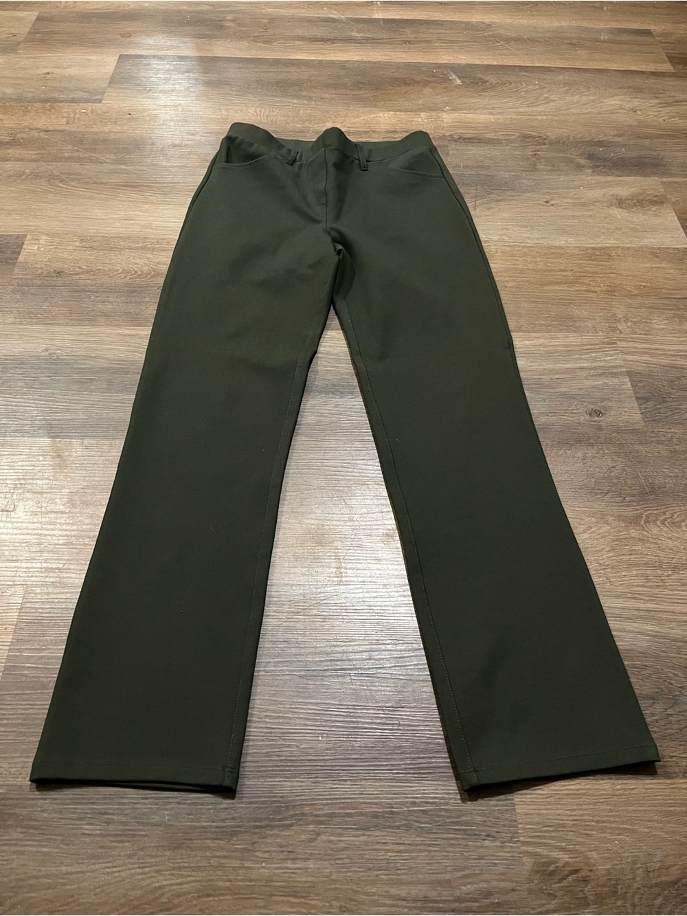Quince Ultra-Stretch Ponte Straight Leg Pant | Petite Small | Olive - Picture 1 of 7